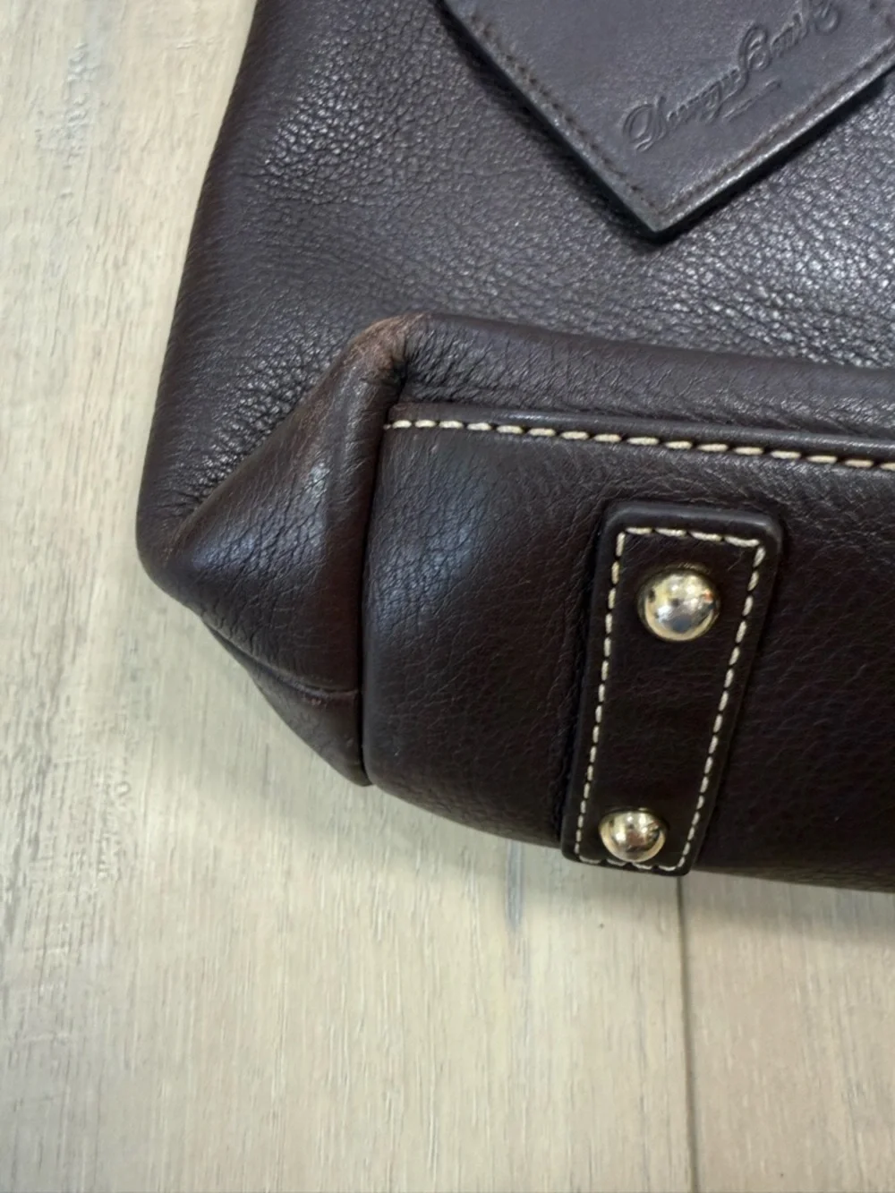 Dooney & Bourke Black Leather Hobo with Tan Strap